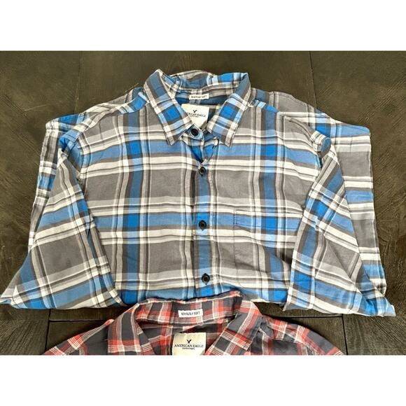 2 American Eagle Long Sleeve Button Up Seriously Soft Plaid Shirt Men's XL - Picture 3 of 11